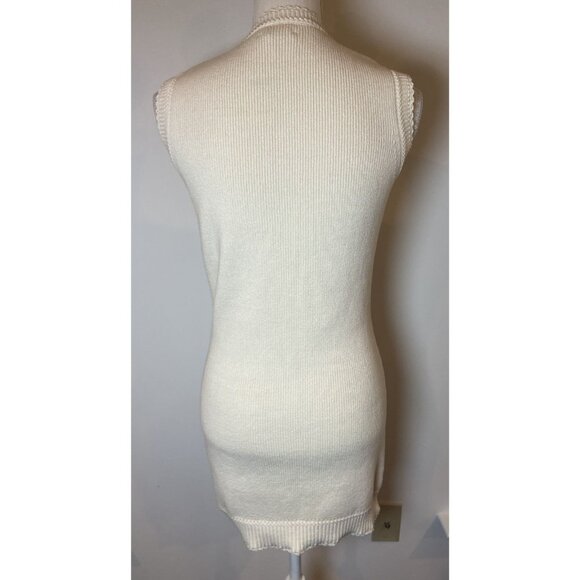 Reformation Catalina Cotton Sweater Knit Dress Button Front Cream Ivory Gold S - Picture 5 of 6